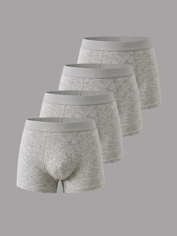 SHEIN 4pcs Kids Tween Boy Simple Comfortable Casual Elastic Waist Skin-Friendly Boxer Briefs - Grey - View 1