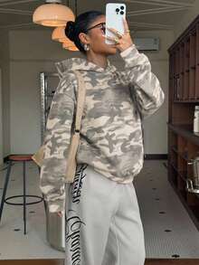 Muchica Sweatshirt Tipis Motif Kamuflase Putih & Abu-abu Gaya Minimalis Kasual, Cocok untuk Awal Musim Gugur, Serbaguna - MultiWarna - View 1