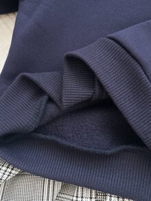 Cozy Pixies 女嬰可愛卡通復古熊灰色與白色格紋秋季校服復古字母圖案領口長袖洋裝套裝 - 彩色 - 查看 7