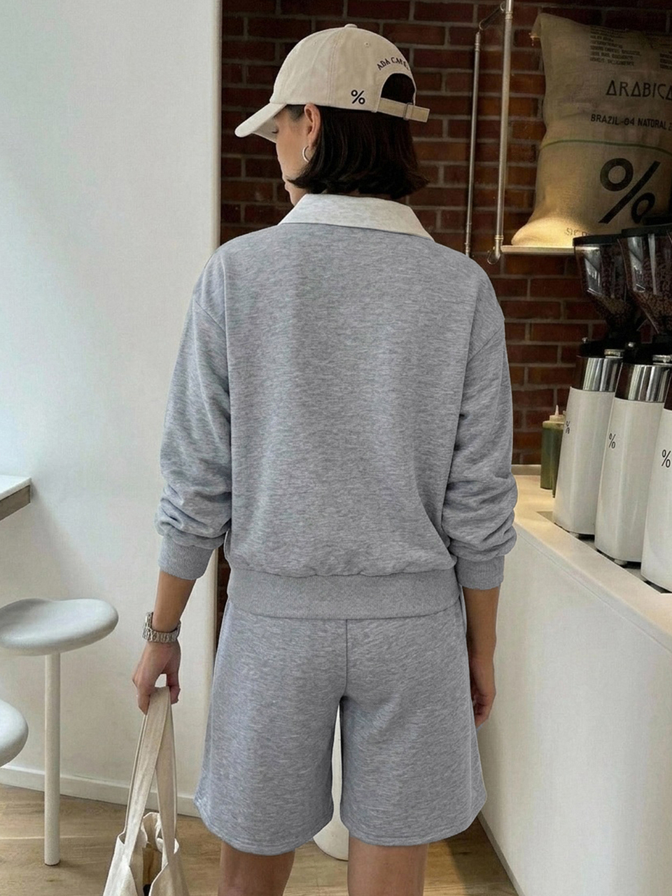 Autumn/Winter Sporty Letter Decor Loose Fit Sweatshirt Outerwear Women's Loungewear Set