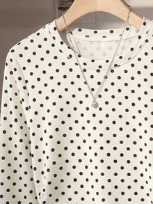 3pcs/Set Tween Girls' Long Sleeve Base Layer Tops, Round Neck Ruched Slim Fit Cropped T-Shirts, Polka Dot & Solid Color, Versatile Innerwear For Students, Suitable For Autumn And Winter, Classic Retro - Multicolor - View 5