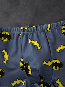 BATMAN X SHEIN Young Boy Cartoon Print Tank Top And Hipster Underwear Set - Dark Grey - View 6
