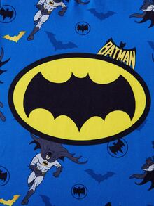 BATMAN X SHEIN Baby Boys Cartoon Print Romper - Blue - View 4