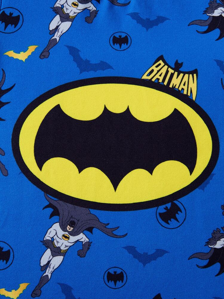 BATMAN X SHEIN 男嬰卡通印花連身衣 - 藍色 - 查看 4
