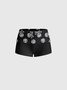 ROMWE Gothic Dark Horror Sexy Low-Cut Women's Shorts - Black - View 1