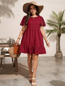 SHEIN LUNE Plus Size Dresses - Burgundy - View 5