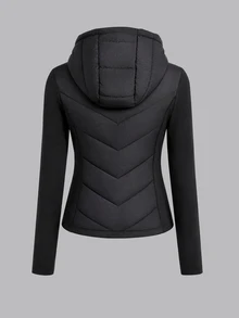 SHEIN Sparklyn Jaket Fleece Slim Fit Lengan Panjang Berkerudung Ringan untuk Remaja Perempuan, Cocok untuk Pemakaian Sehari-hari, Sesuai untuk Akhir Musim Gugur dan Awal Musim Dingin - Hitam - View 4