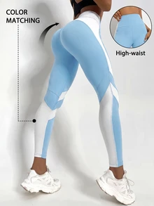 Easithlete Easithlete 女款拼色高腰日常健身運動緊身褲 - 彩色 - 查看 1