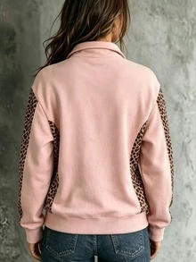 EMERY ROSE Sweatshirt Lengan Panjang Kasual Wanita Motif Leopard Patchwork - MultiWarna - View 3