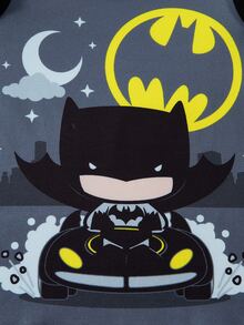 BATMAN X SHEIN Young Boy Cartoon Print Tank Top And Hipster Underwear Set - Dark Grey - View 4