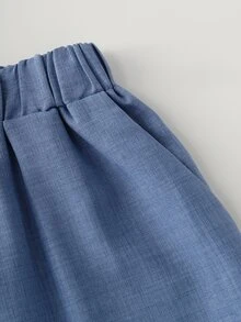 LUMIGAL Setelan 2 Potong Atasan Biru Efek Denim Wanita + Celana Panjang Biru Lurus - Biru - View 6