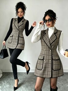 Elenzga 女款格紋休閒百搭日常穿著夾克外套 - 彩色 - 查看 1