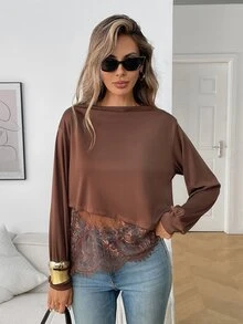 Elyressa Women's Woven Elegant Everyday Autumn T-Shirt - Brown - View 5