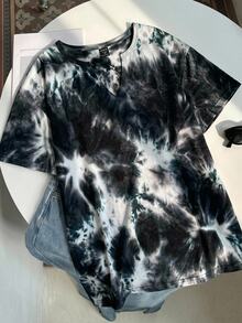 Muchica Plus Size Loose Fit Short Sleeve V-Neck T-Shirt - Multicolor - View 4
