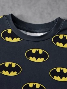 BATMAN X SHEIN Baby Boy Round Neck Short Sleeve Casual Romper - Multicolor - View 4