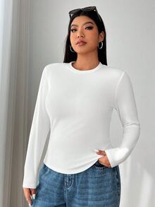 Solflare 大尺碼女款秋冬黑白灰 3 件組長袖修身圓領 T 恤 - 彩色 - 查看 5