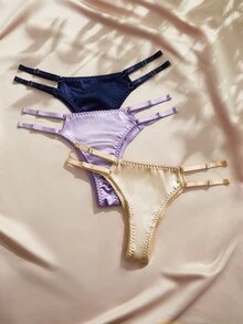 Charlaine French Romantic Women's Fashion Charming Thong Panties 3pcs/Set - Multicolor - View 5
