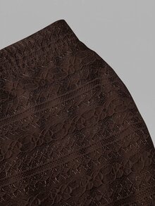Skyraze Women's Lace French Style Vacation Skirt For Dating - Brown - View 6