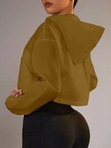 Dewbera Dewbera Zip-Up Hooded Jacket With Drawstring Hem, Sun Protection - Brown - View 2