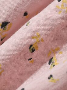 DAZY 女款花卉對比蕾絲短袖上衣與短褲睡衣套裝 秋季 - 粉色 - 查看 6