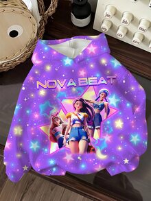 少女休閒可愛卡通女團 K-Pop 超級巨星亮星紮染加厚柔軟舒適衛衣，適合秋冬穿著 - 彩色 - 查看 1