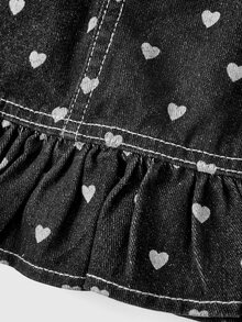 Sweetness Cute Vintage Cow-Print Heart Pattern Pink Embroidered Text Women's Skirt - Black - View 4