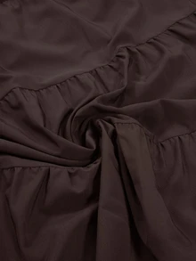 GlowEve CURVE Plus Size Minimalist Drawstring Waist Pleated Skirt Fall - Brown - View 6