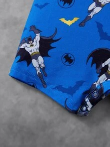 BATMAN X SHEIN Baby Boys Cartoon Print Romper - Blue - View 6
