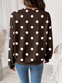 SHEIN LUNE 女款波點休閒百搭日常穿著長袖衛衣 - 白色 - 查看 2