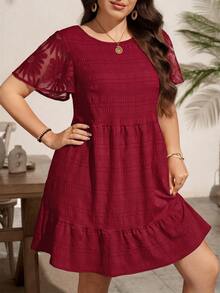 SHEIN LUNE Plus Size Dresses - Burgundy - View 3