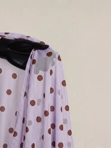 SHEIN ICON 女款大尺碼波點網紗不對稱上衣 - 紫丁香色 - 查看 8