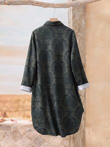 Rusticease 復古女裝女士中長洋裝 - 墨綠色 - 查看 2