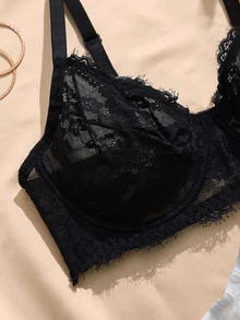 Charlaine 2pcs French Lace Sexy Plus Size Underwire Push-Up Side-Smoothing Bra Lingerie For Women - Multicolor - View 3
