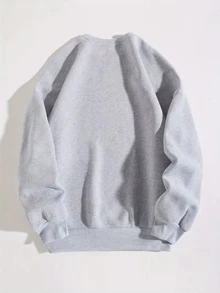 SHEIN LUNE 女款萬聖節毛衣「Halloween Town University Est. 1998」南瓜圖案灰色圓領套頭運動衫，適合萬聖節派對與 - 杏色 - 查看 2