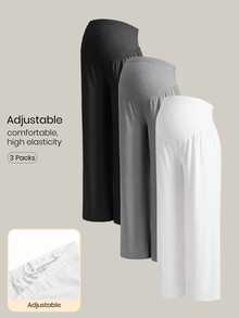 Modmama Maternity Solid Color Adjustable Waist Wide Leg Loose Long Pants - Multicolor - View 1