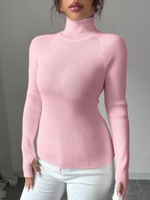 SHEIN Raffinéa Y2K Elegant Outdoor Knitted Pullover Sweater For Travel, Commute, Holiday And Daily Wear - Pink - View 4