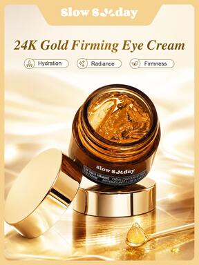 Slow Sunday 24k Gold Firming Eye Cream, 24K, Moisturizing, Tightening And Firming, Suitable For Dark Circles, Fine Lines, And Eye Bags, Good Choice For Vacation, Travel Essentials, Halloween, Suitable For Summer Eye Care