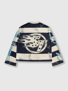 ROMWE MEN Street Life Casual Round Neck Printed T-Shirt, Long Sleeve Top, Street Style, Spring/Autumn - Multicolor - View 2
