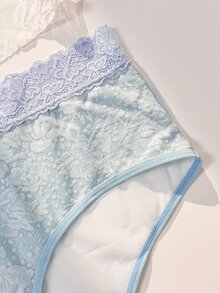 PetitDoll 1pc Fashion Lace Patchwork Panties - Baby Blue - View 4