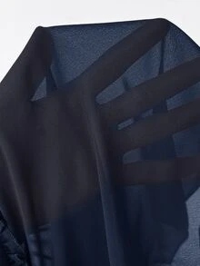 SHEIN Essnce 大尺碼夏季休閒純色前綁帶襯衫 - 藏蓝色 - 查看 10