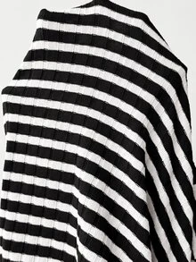 SHEIN Maternity Summer Casual Striped T-Shirt & Long Pants 2 Pieces Set - Black and White - View 6