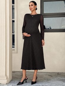 MaterniWear 孕婦波點休閒日常夏季旅行洋裝 - 黑色 - 查看 6