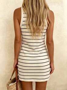 SHEIN Plus Size Summer Casual Striped Sleeveless Dress - Multicolor - View 2