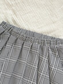 Cozy Pixies 女嬰可愛卡通復古熊灰色與白色格紋秋季校服復古字母圖案領口長袖洋裝套裝 - 彩色 - 查看 5