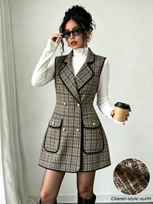 Elenzga 女款格紋休閒百搭日常穿著夾克外套 - 彩色 - 查看 7