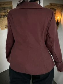 Whyspr Plus Size Women's Suede Embroidered Jacket With Notch Lapel And Single-Breasted Buttons Fall - Brown - View 2