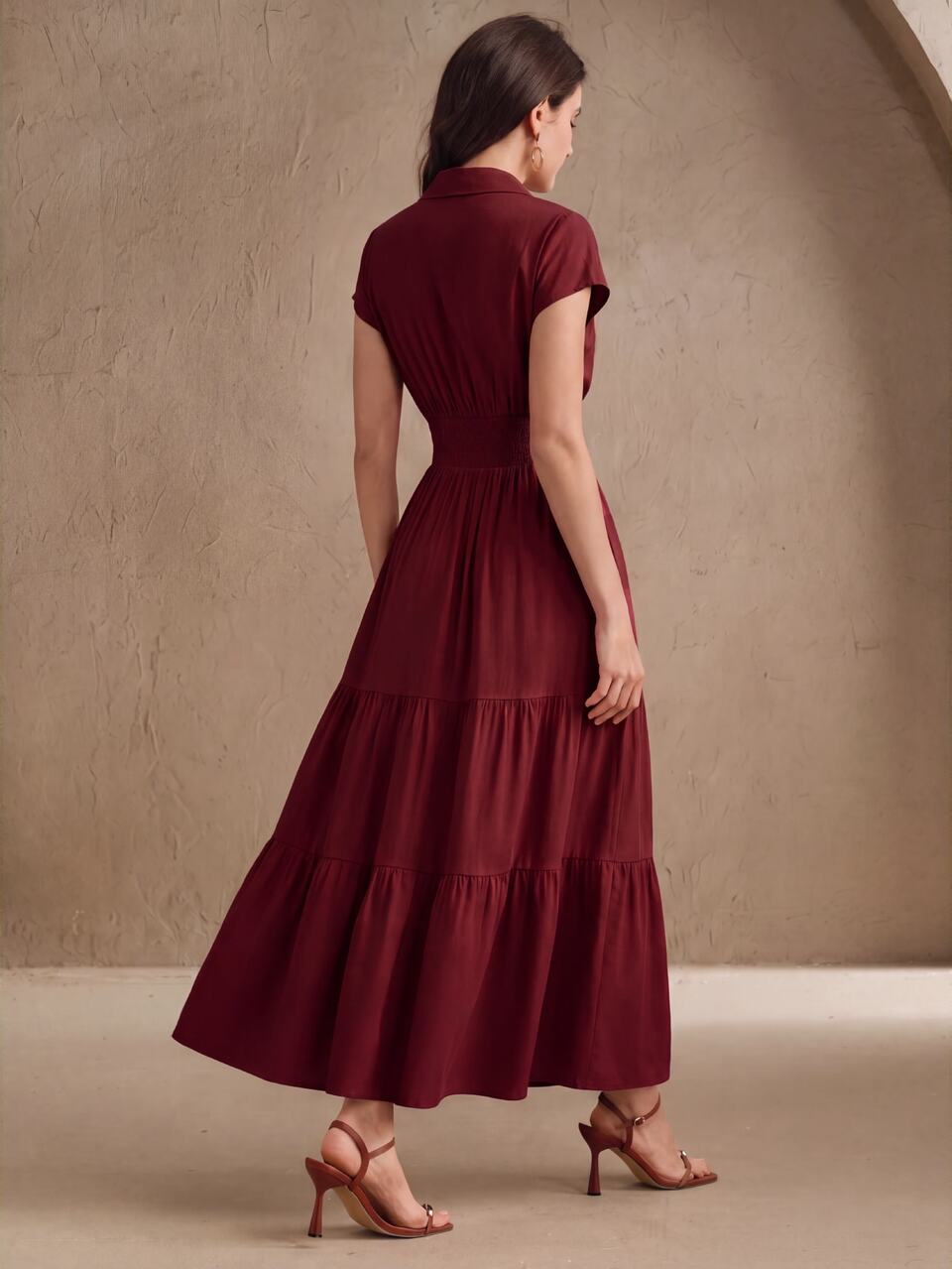 Anewsta Essential Spring/Summer New Elegant Fashionable Waist Knot Flared Dress For Outings, Holidays And Dates