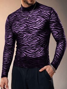 ZURIURI Men's Semi-Sheer Casual Long Sleeve T-Shirt - Purple - View 6