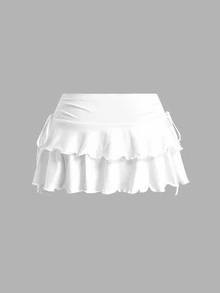 SHEIN EZwear 3件組女款復古圓點休閒極簡收腰A字裙，演唱會穿搭，郵輪俱樂部穿搭 - 彩色 - 查看 5