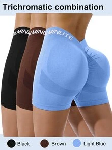 Velisys Velisys 女款字母印花休閒百搭日常運動短褲 3件組 - 彩色 - 查看 1
